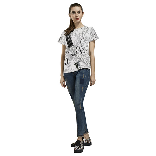Violin Graphic Tee Music Art T Shirt by Juleez All Over Print T-Shirt for Women (USA Size) (Model T40)