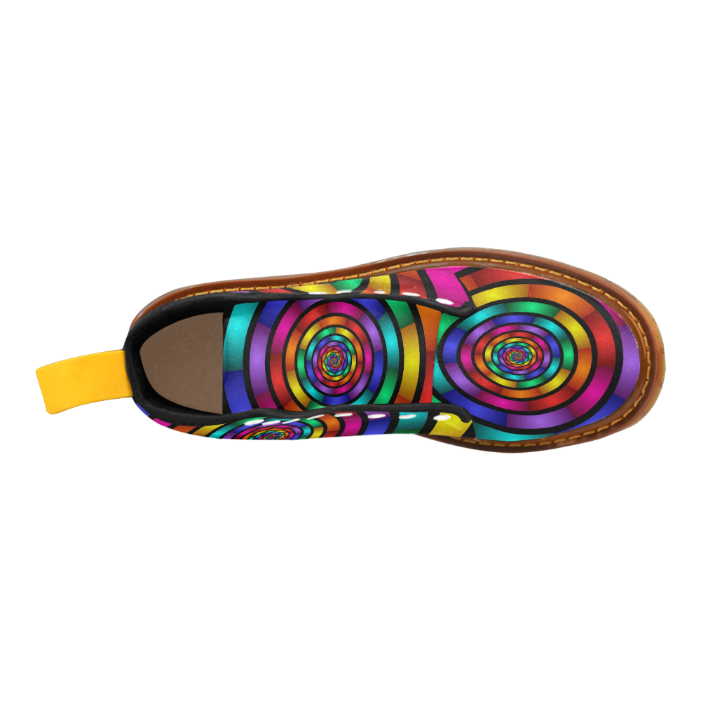 Round Psychedelic Colorful Modern Fractal Graphic Martin Boots For Men Model 1203H