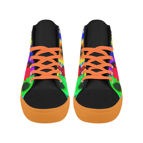 Neon Rainbow Pop Sunflowers Aquila High Top Microfiber Leather Women's Shoes/Large Size (Model 032)