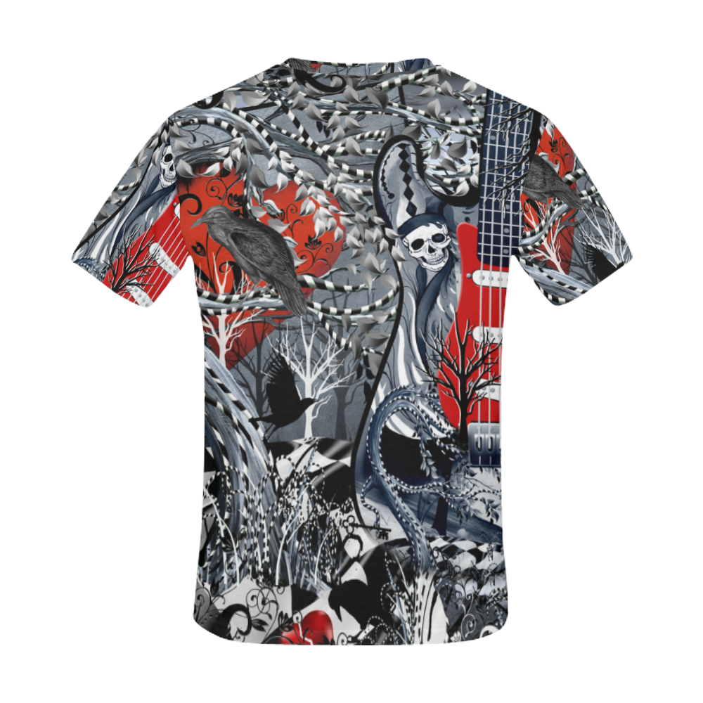 Guitar T Shirt Raven Skull by Juleez All Over Print T-Shirt for Men (USA Size) (Model T40)