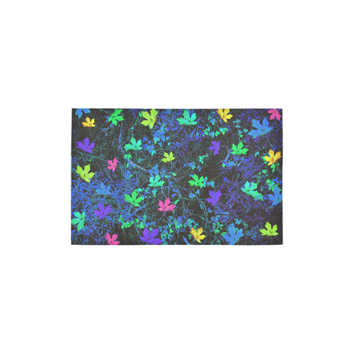 maple leaf in pink green purple blue yellow with blue creepers plants background Area Rug 2'7"x 1'8‘’