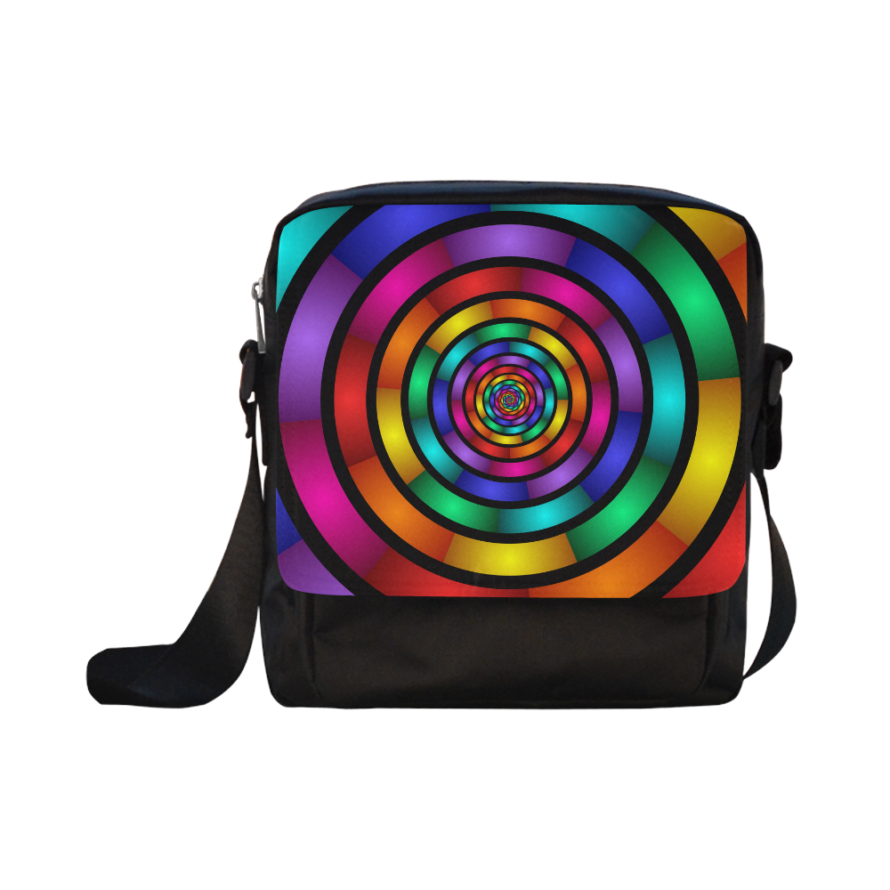 Round Psychedelic Colorful Modern Fractal Graphic Crossbody Nylon Bags (Model 1633)