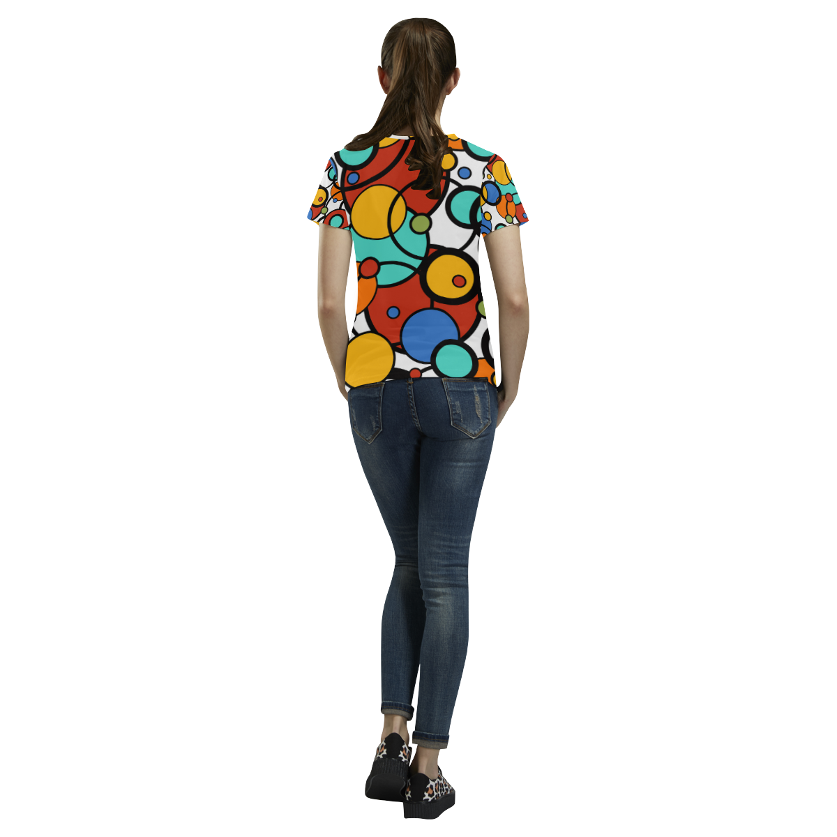 Pop Art Colorful Dot Print T shirt by Juleez All Over Print T-Shirt for Women (USA Size) (Model T40)