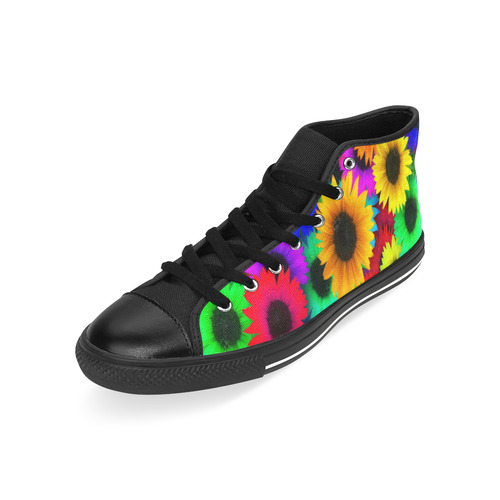 Neon Rainbow Pop Sunflowers Men’s Classic High Top Canvas Shoes /Large Size (Model 017)