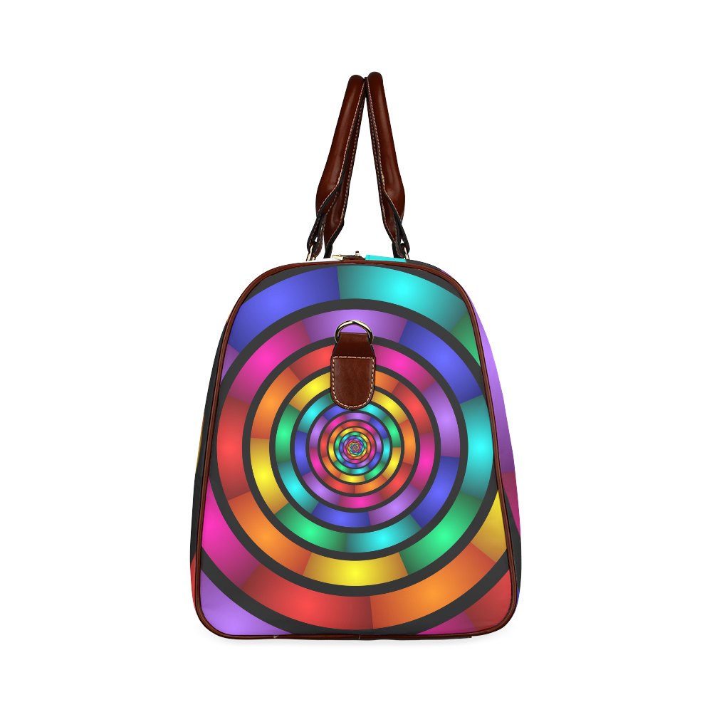 Round Psychedelic Colorful Modern Fractal Graphic Waterproof Travel Bag/Large (Model 1639)