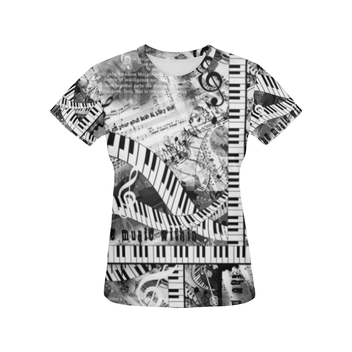 Piano Quotes T Shirt Music Art Shirt by Juleez All Over Print T-Shirt for Women (USA Size) (Model T40)
