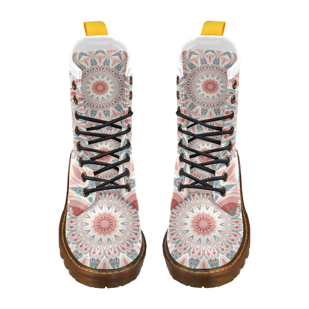 Modern Kaleidoscope Mandala Fractal Art Graphic High Grade PU Leather Martin Boots For Men Model 402H