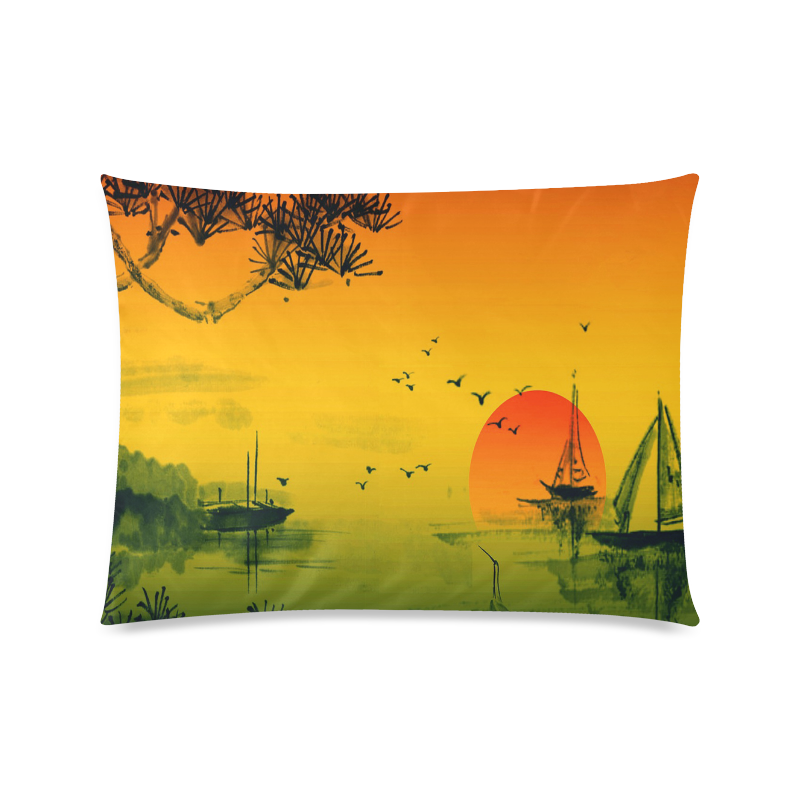 Sunset Orient Escape Custom Zippered Pillow Case 20"x26"(Twin Sides)