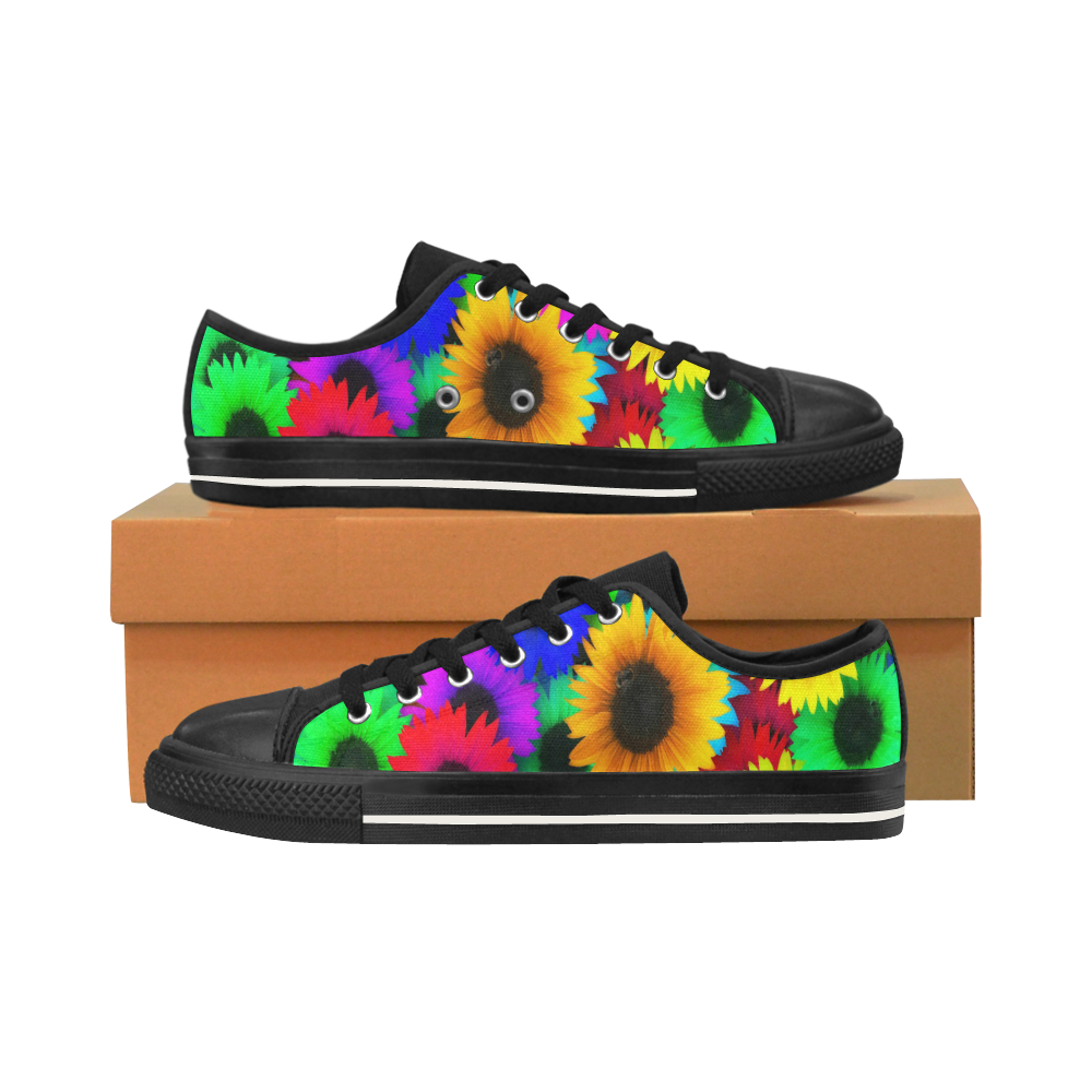 Neon Rainbow Pop Sunflowers Men's Classic Canvas Shoes/Large Size (Model 018)