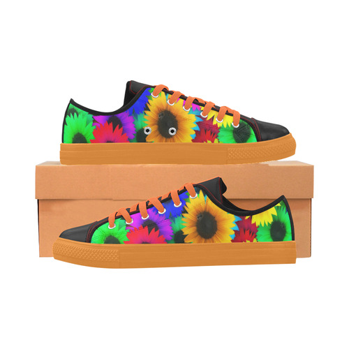 Neon Rainbow Pop Sunflowers Aquila Microfiber Leather Men's Shoes (Model 031)