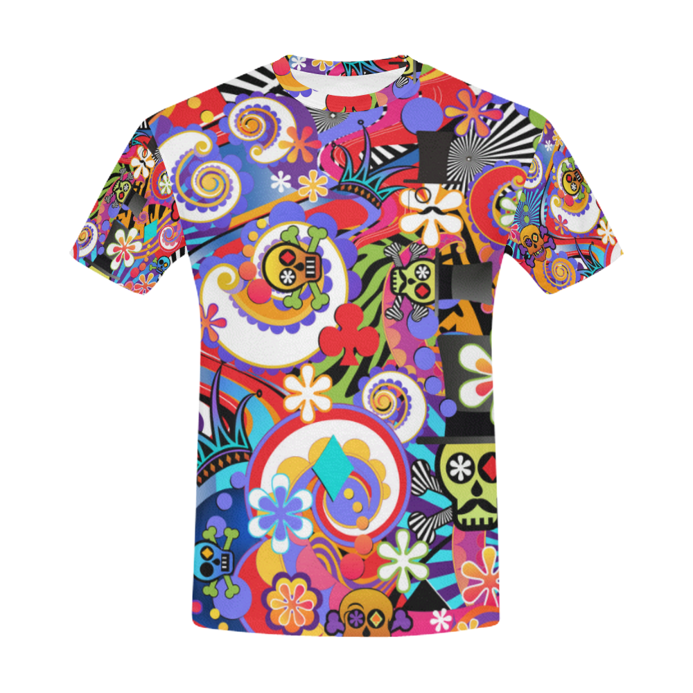 FUN Sugar Skull Pop Art Colorful Shirt All Over Print T-Shirt for Men (USA Size) (Model T40)