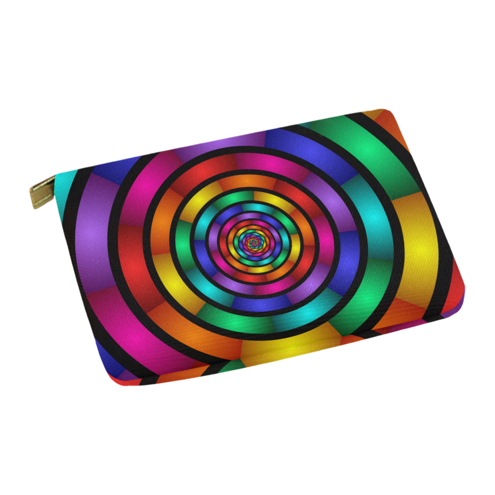Round Psychedelic Colorful Modern Fractal Graphic Carry-All Pouch 12.5''x8.5''