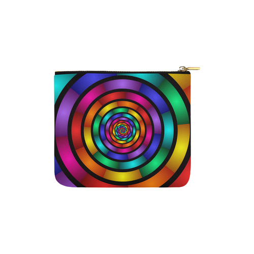 Round Psychedelic Colorful Modern Fractal Graphic Carry-All Pouch 6''x5''