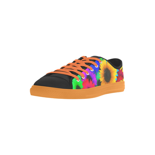 Neon Rainbow Pop Sunflowers Aquila Microfiber Leather Women's Shoes (Model 031)