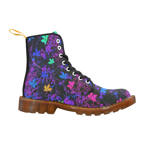 maple leaf in pink blue green yellow purple with pink and purple creepers plants background Martin Boots For Men Model 1203H