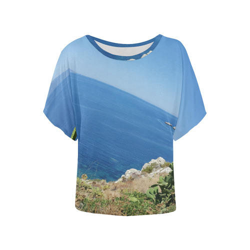 Sicilia Bedda Women's Batwing-Sleeved Blouse T shirt (Model T44)