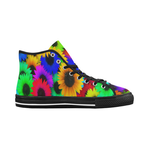 Neon Rainbow Pop Sunflowers Vancouver H Men's Canvas Shoes (1013-1)