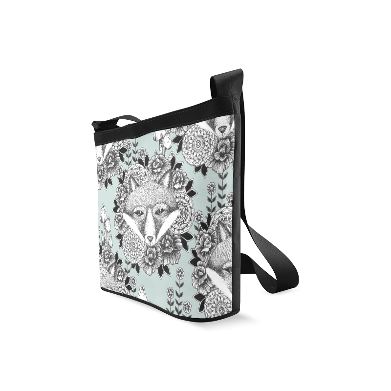 woodlands - fox and flowers pattern Crossbody Bags (Model 1613)