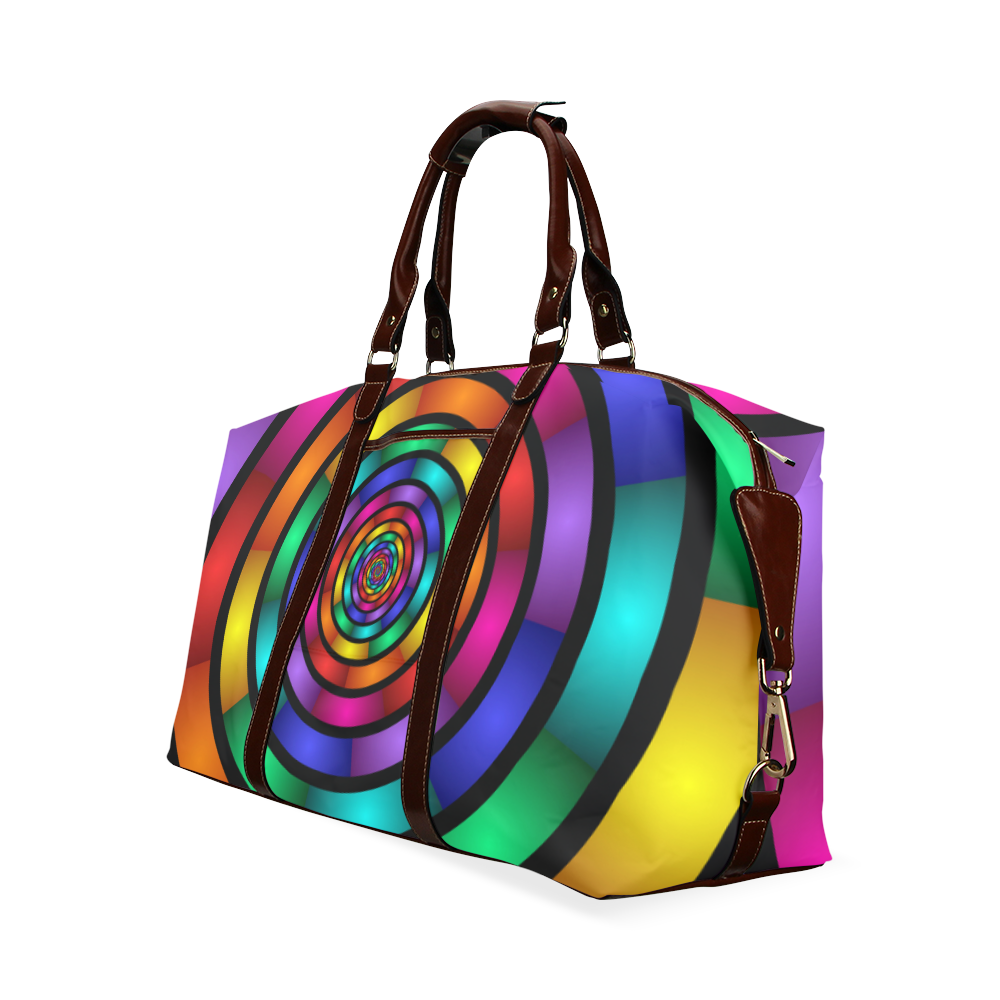 Round Psychedelic Colorful Modern Fractal Graphic Classic Travel Bag (Model 1643) Remake