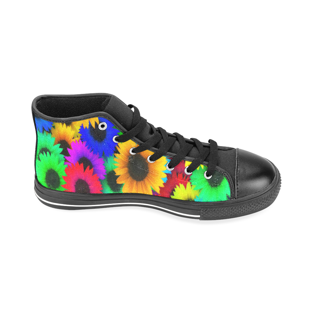 Neon Rainbow Pop Sunflowers Men’s Classic High Top Canvas Shoes /Large Size (Model 017)