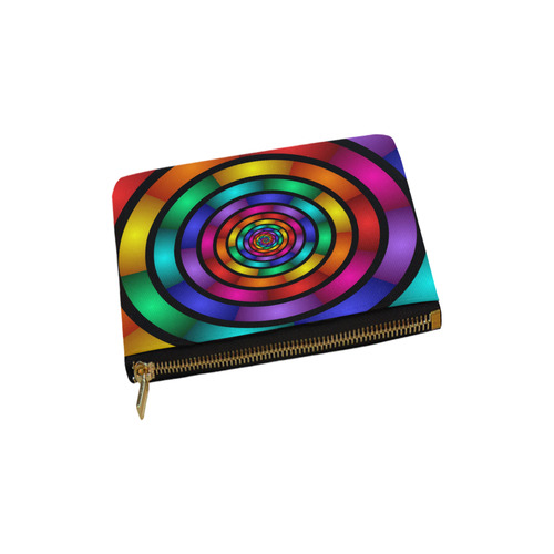 Round Psychedelic Colorful Modern Fractal Graphic Carry-All Pouch 6''x5''