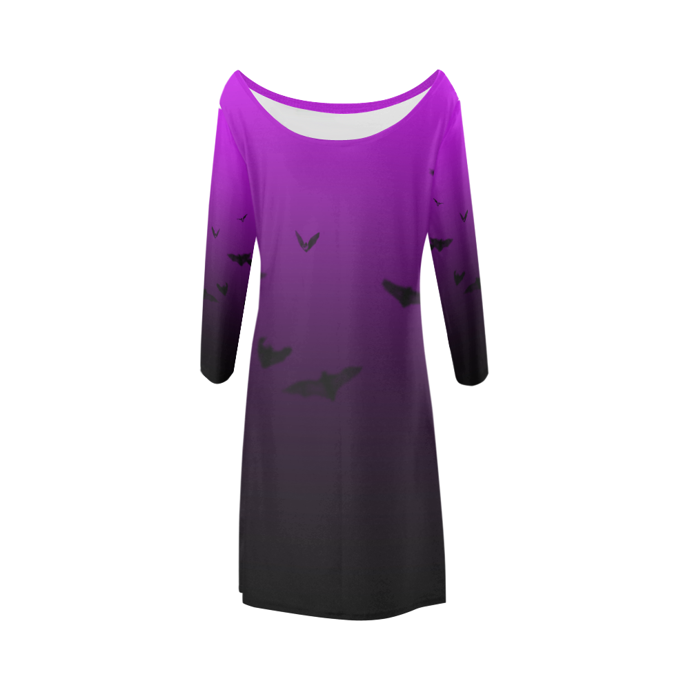 Purple Gothic Bat Bateau A-Line Skirt (D21)