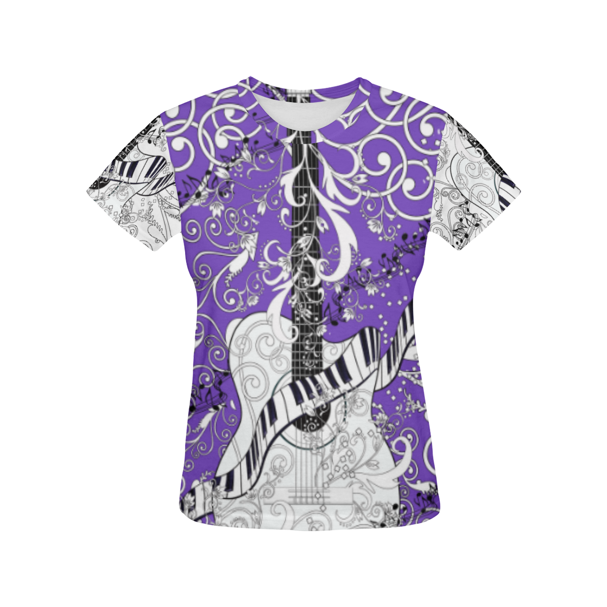 Ladies Guitar Music Art T Shirt by Juleez All Over Print T-Shirt for Women (USA Size) (Model T40)