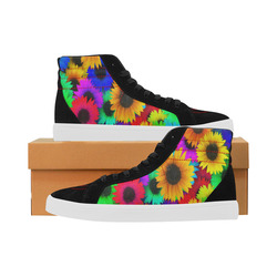 Neon Rainbow Pop Sunflowers Capricorn High Top Casual Shoes for Men (Model 037)