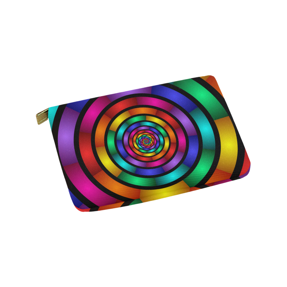 Round Psychedelic Colorful Modern Fractal Graphic Carry-All Pouch 9.5''x6''