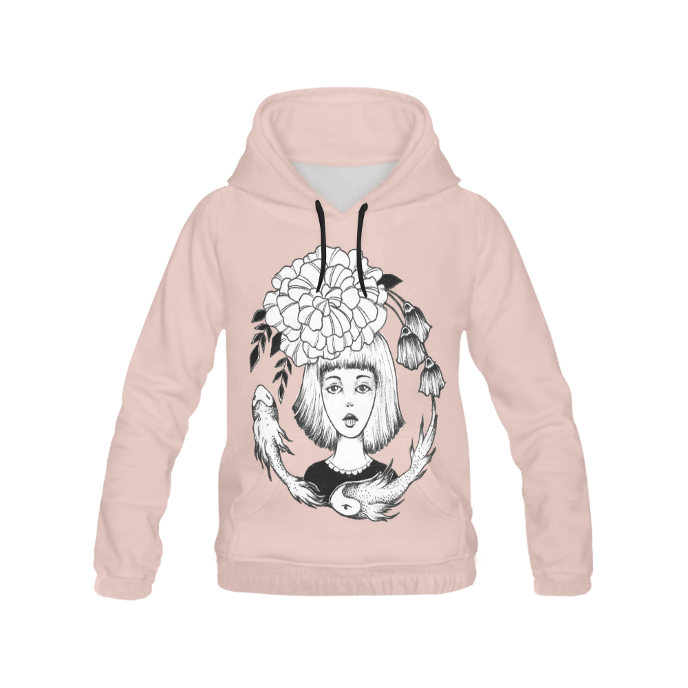 ink girl - fish bowl All Over Print Hoodie for Women (USA Size) (Model H13)