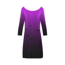 Purple Gothic Bat Bateau A-Line Skirt (D21)