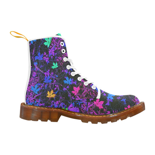 maple leaf in pink blue green yellow purple with pink and purple creepers plants background Martin Boots For Men Model 1203H
