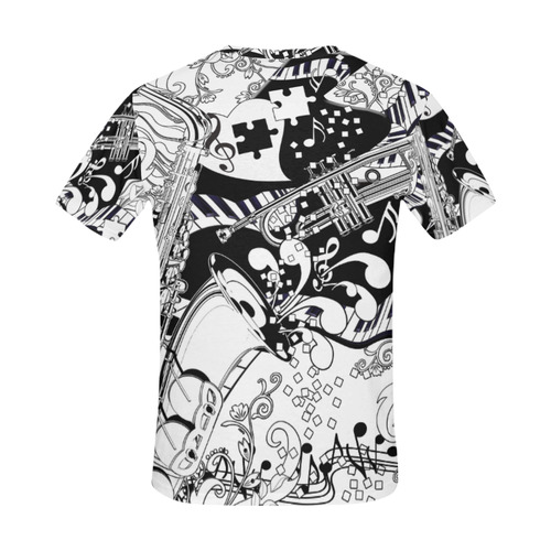 Piano Sax Trumpet T Shirt by Juleez All Over Print T-Shirt for Men (USA ...