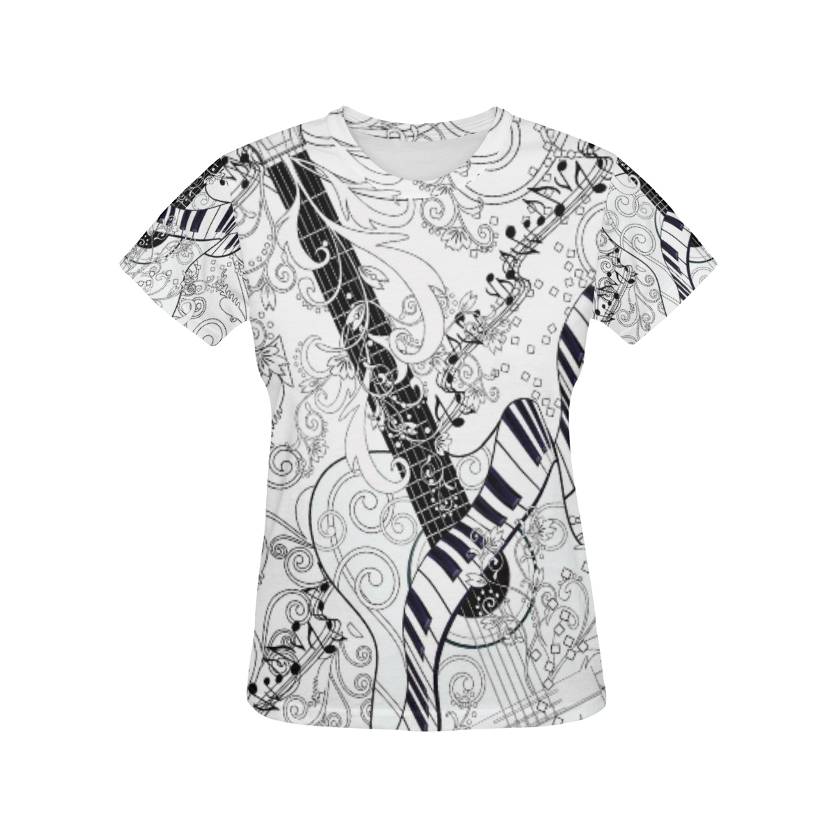 Guitar T shirt by Juleez All Over Print T-Shirt for Women (USA Size) (Model T40)