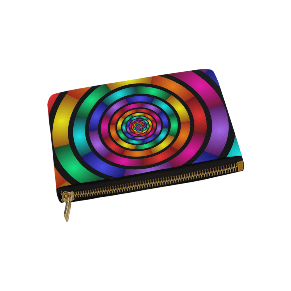 Round Psychedelic Colorful Modern Fractal Graphic Carry-All Pouch 9.5''x6''