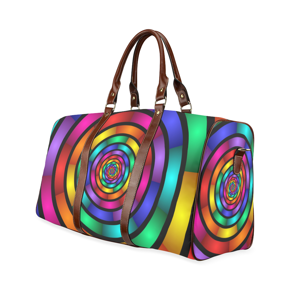Round Psychedelic Colorful Modern Fractal Graphic Waterproof Travel Bag/Small (Model 1639)