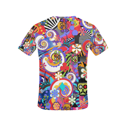 Sugar Skull Pop Art Colorful Print All Over Print T-Shirt for Women (USA Size) (Model T40)
