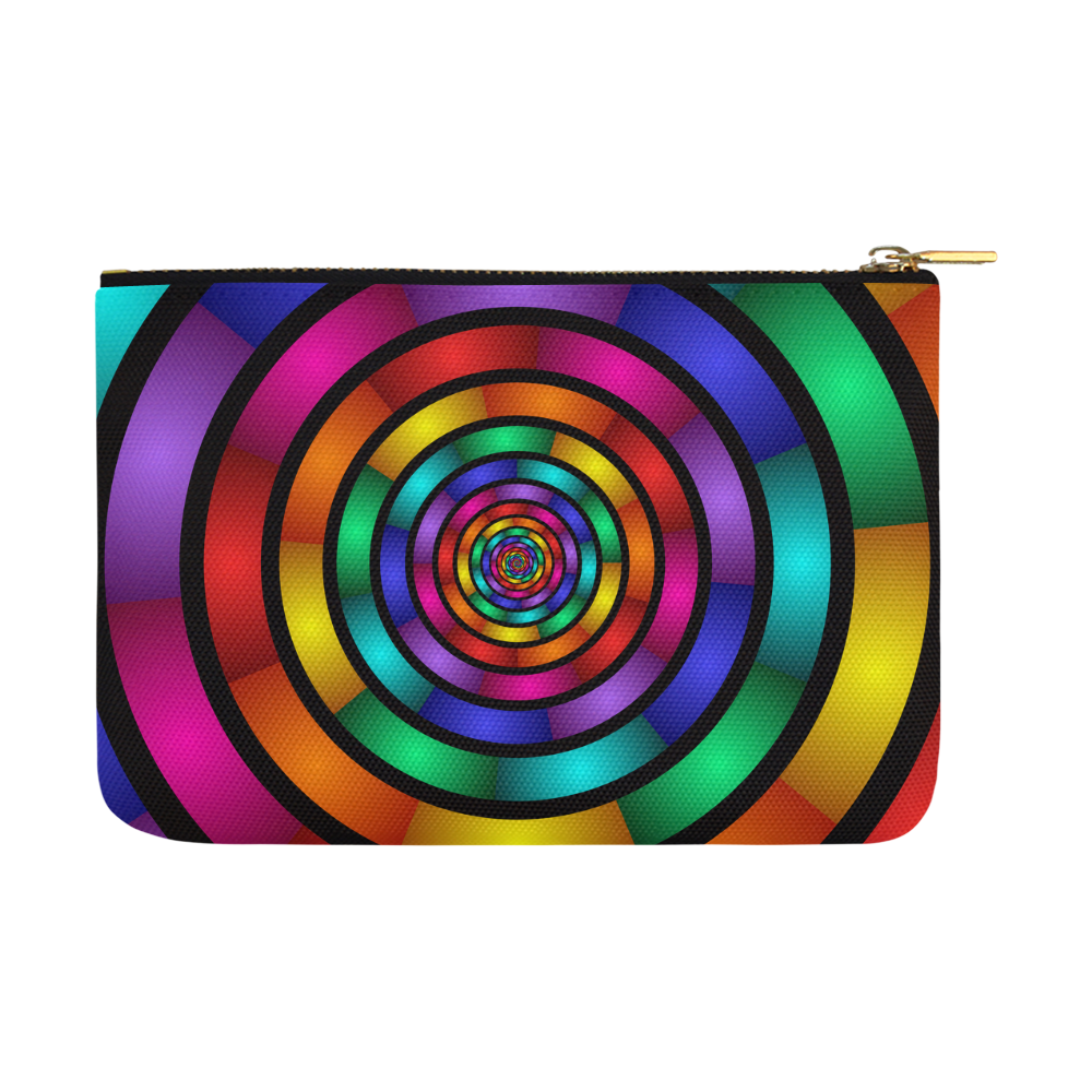 Round Psychedelic Colorful Modern Fractal Graphic Carry-All Pouch 12.5''x8.5''