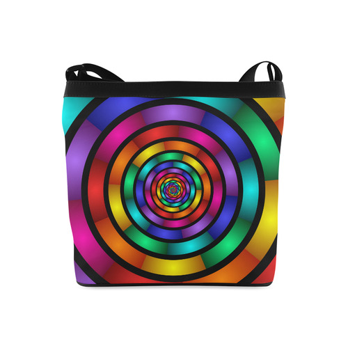 Round Psychedelic Colorful Modern Fractal Graphic Crossbody Bags (Model 1613)
