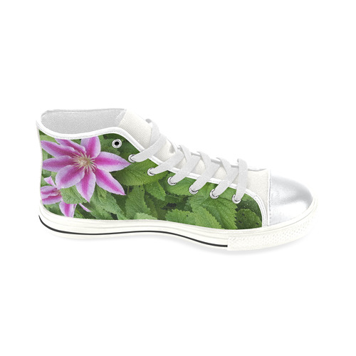 Purple Flower High Top Canvas Shoes for Kid (Model 017)