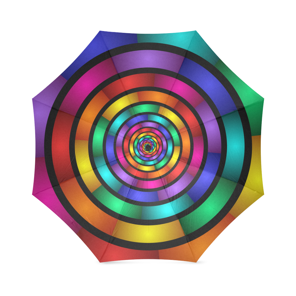 Round Psychedelic Colorful Modern Fractal Graphic Foldable Umbrella (Model U01)