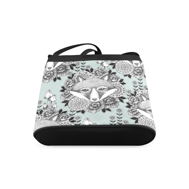 woodlands - fox and flowers pattern Crossbody Bags (Model 1613)