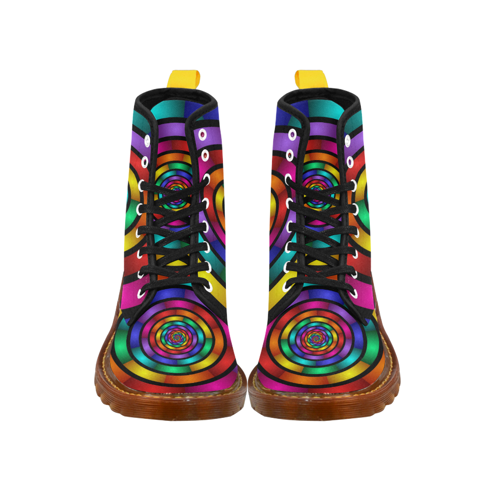 Round Psychedelic Colorful Modern Fractal Graphic Martin Boots For Women Model 1203H