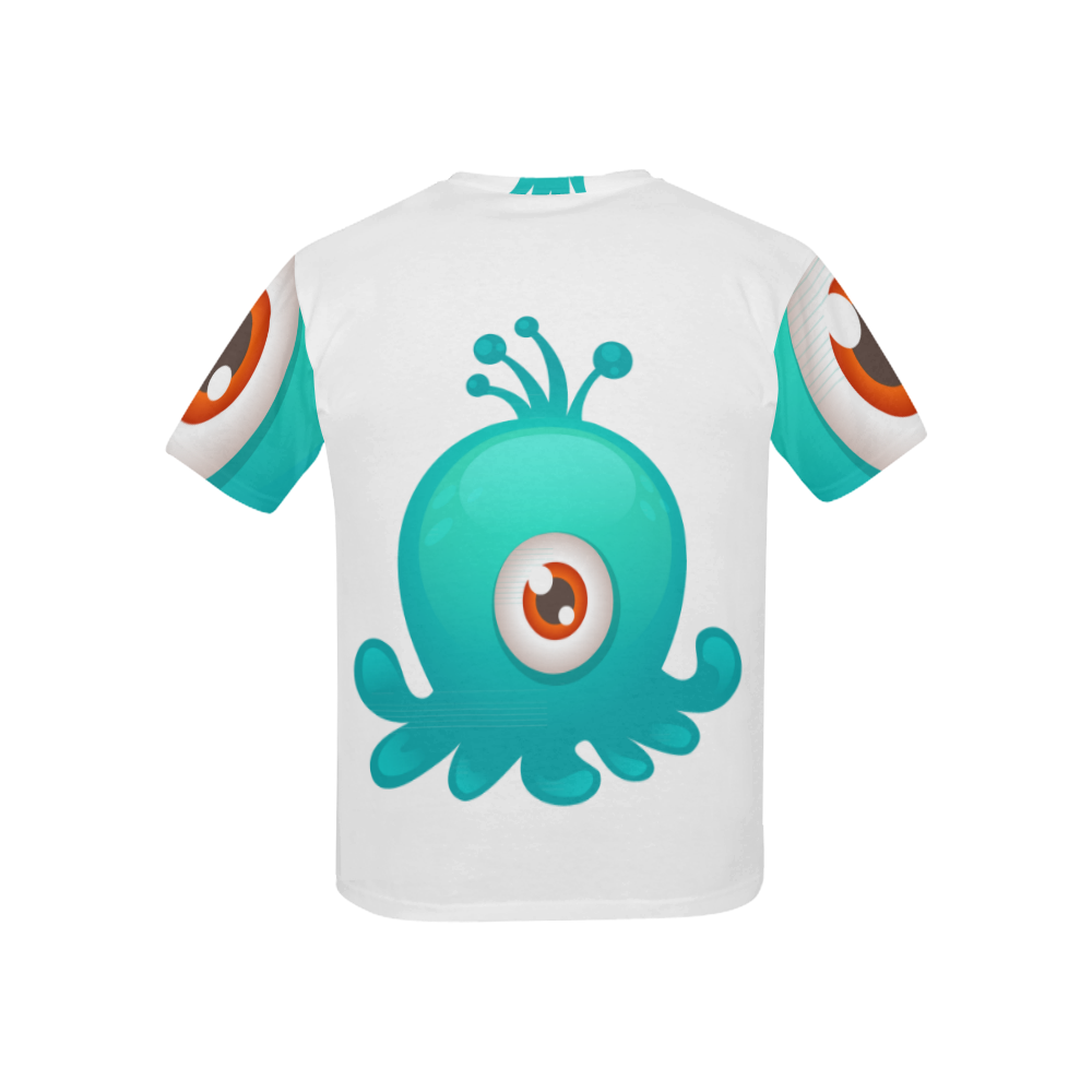 Blue Green Cute Octopus Monster One Eye Kids' All Over Print T-shirt (USA Size) (Model T40)