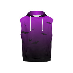Purple Gothic Bat All Over Print Sleeveless Hoodie for Kid (Model H15)