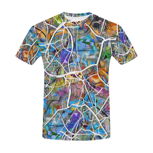 Cracked Wall Graphic T shirt All Over Print T-Shirt for Men (USA Size) (Model T40)
