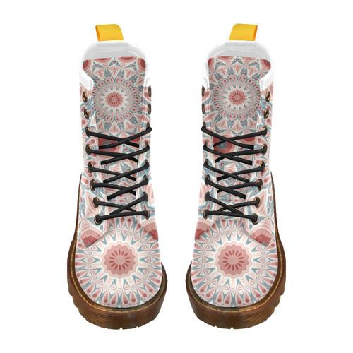 Modern Kaleidoscope Mandala Fractal Art Graphic High Grade PU Leather Martin Boots For Women Model 402H