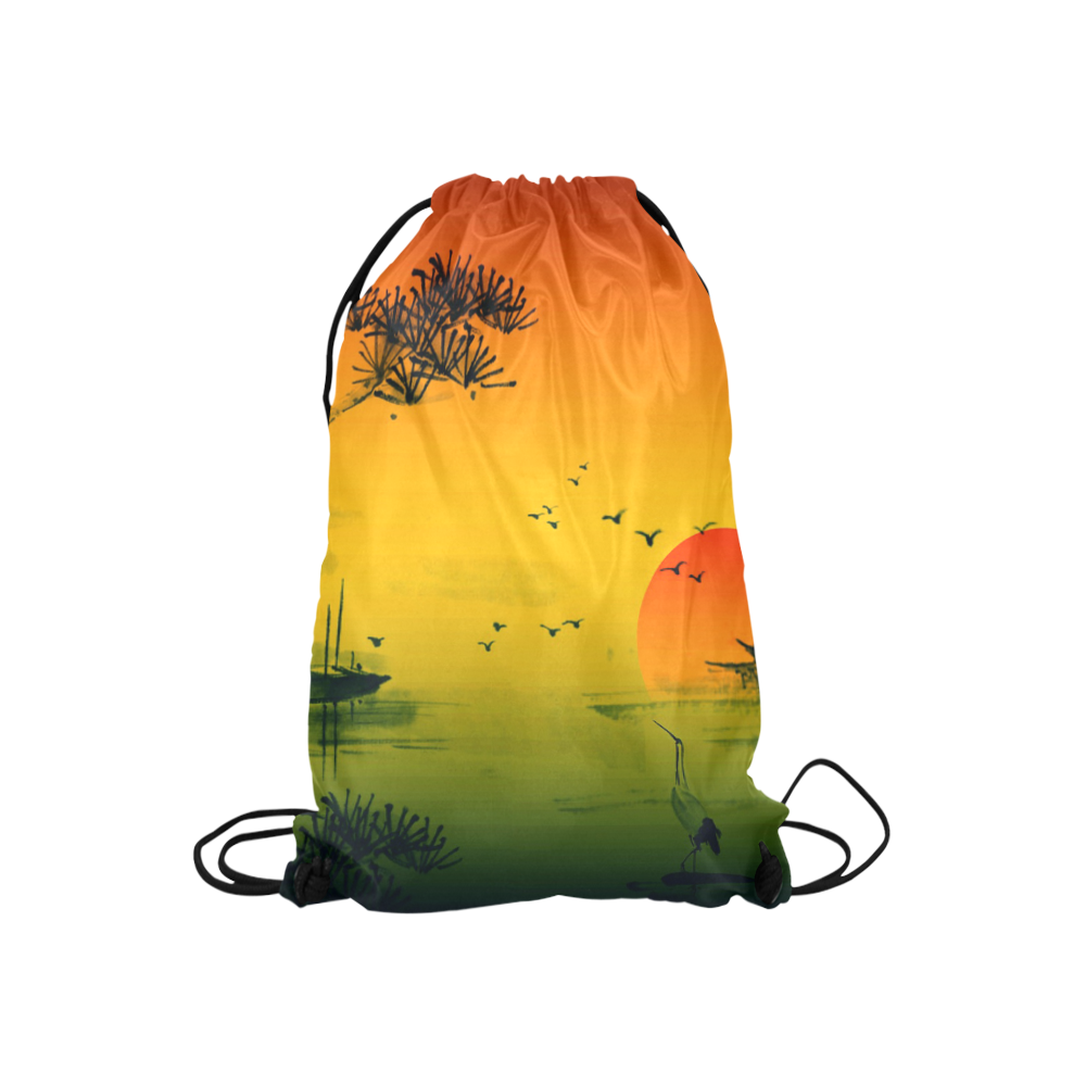 Sunset Orient Escape Small Drawstring Bag Model 1604 (Twin Sides) 11"(W) * 17.7"(H)