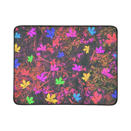 maple leaf in yellow green pink blue red with red and orange creepers plants background Beach Mat 78"x 60"