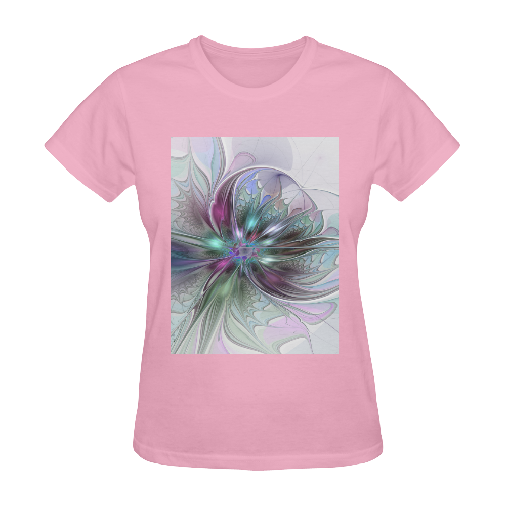 Colorful Fantasy Abstract Modern Fractal Flower Sunny Women's T-shirt (Model T05)